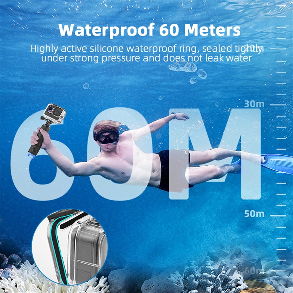 M05K 60M waterdichte behuizing - Underwater Camera recensie en prijs